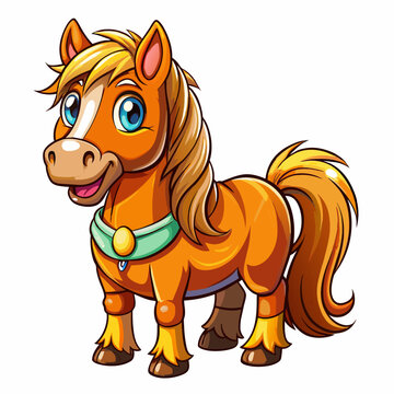 Horse colt filly mare stallion bronco foal gelding mustang nag plug pony steed animal pet vector illustration draw cartoon pretty cute