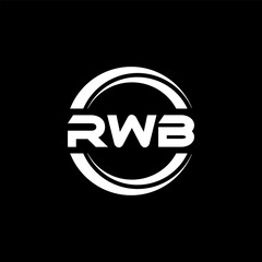RWB letter logo design with black background in illustrator, vector logo modern alphabet font overlap style. calligraphy designs for logo, Poster, Invitation, etc.