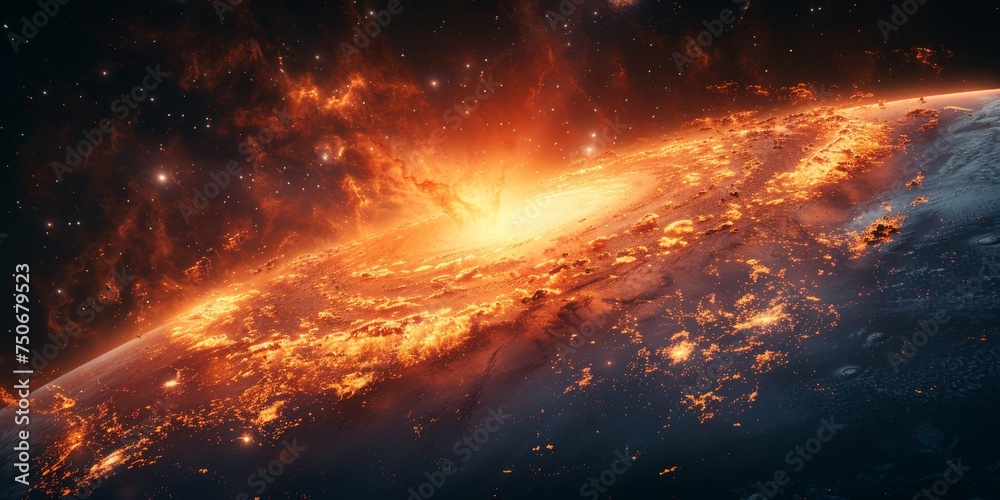 Poster solar fury: a fiery galactic whirl captures the unbridled force of a star's life cycle, generative a