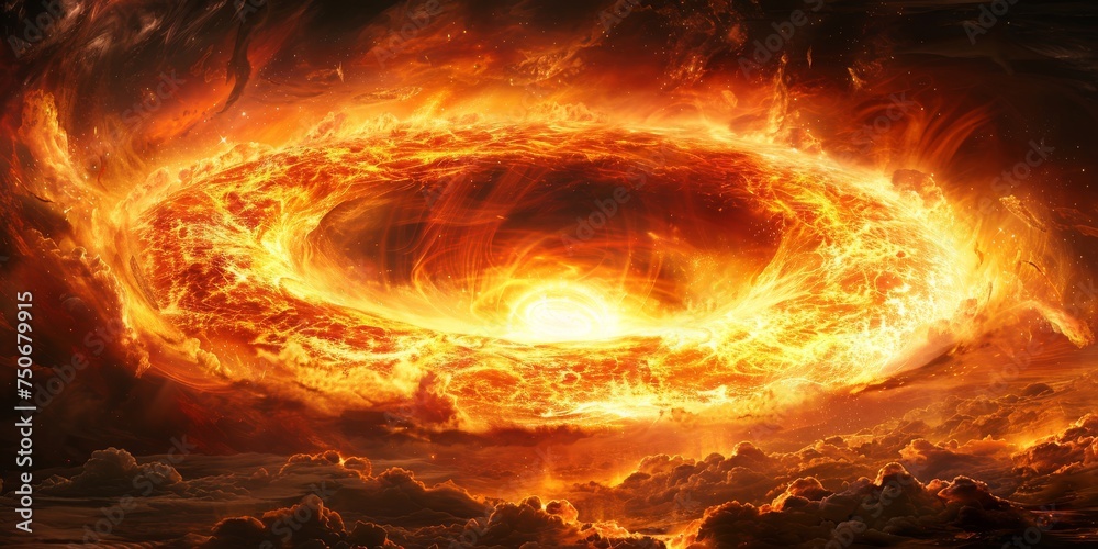 Poster solar fury: a fiery galactic whirl captures the unbridled force of a star's life cycle, generative a
