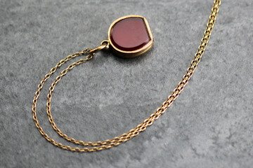Vintage 1950s, 18Ct Gold Filled, Unique Shape, Horseshoe, Lucky Charm Small Carnelian Locket...