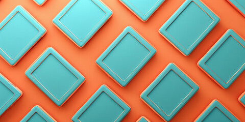 Bright and vibrant 3D ing of geometric diamond shapes on orange and turquoise background