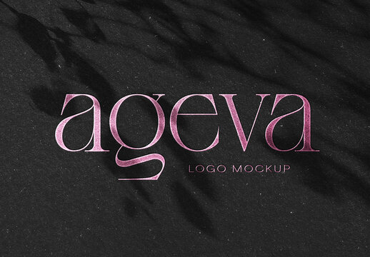 Embossed Black Pink Foil Logo Mockup
