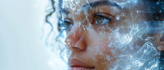 portrait of a woman with white code 