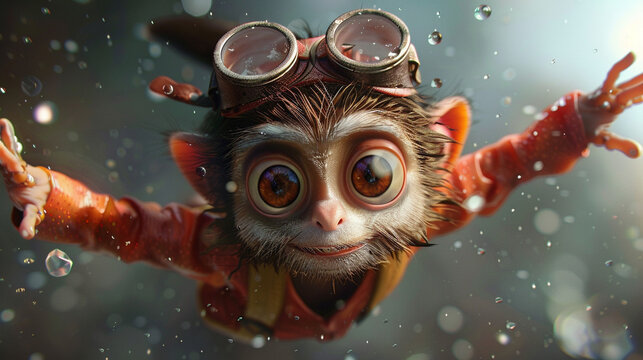 Design a 3D animated character with intricate details and realistic movements