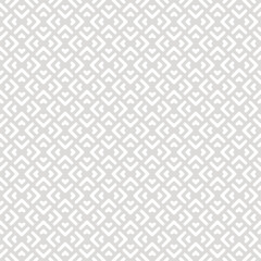 Subtle light gray and white vector geometric seamless pattern with smooth lines, arrows, triangles, grid, lattice. Modern abstract graphic ornament. Simple minimal background texture. Repeated design