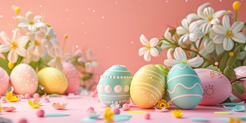 Fototapeta na wymiar colorful Easter eggs and spring holiday pastel colors