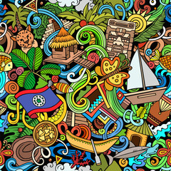 Cartoon doodles Belize seamless pattern