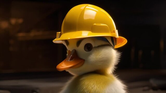 video of a duck wearing a helmet
