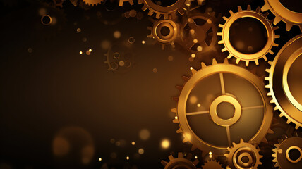 Fototapeta premium Abstract techno gear background with geometric colorful gear wheels. Space for gear text. Vector gears modern mechanism industrial . Technology gears