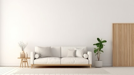 Fototapeta premium Mockup wall mounted with decoration in living room and white wall.
