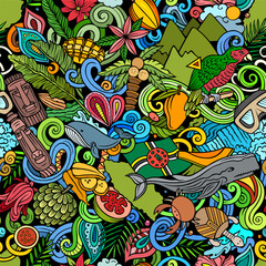 Cartoon doodles Dominica seamless pattern