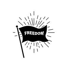 freedom flag silhouette with sunburst vector illstration