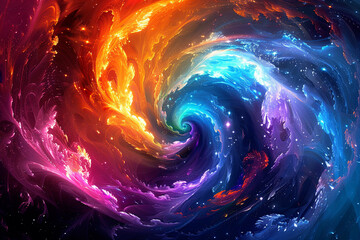 Bright colorful cosmic vortex illustration.  - obrazy, fototapety, plakaty