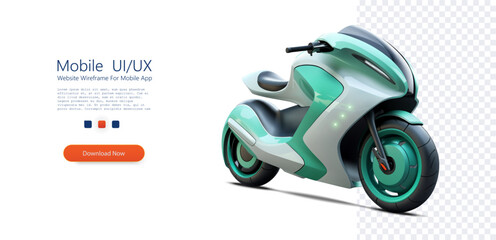 Futuristic Electric Motorcycle Concept Design on Transparent Background. Sleek and modern electric motorcycle concept illustration, showcasing cutting-edge design and eco-friendly transportation. © ZinetroN