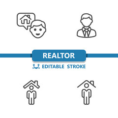 Realtor Icons. Real Estate Agent, House, Home Owner Icon
