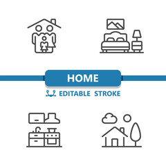 Home Icons. Family, Bedroom, Room, Kitchen, House, Real Estate Icon