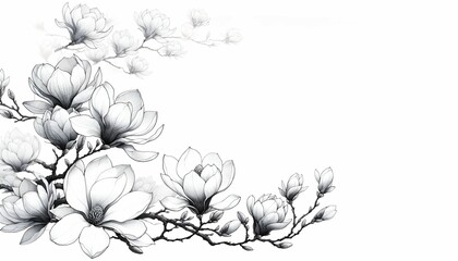 sketch flower background with leaf branch .generative ai