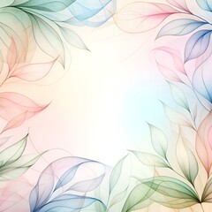 leaf and flower background with square watercolor style.Generative AI