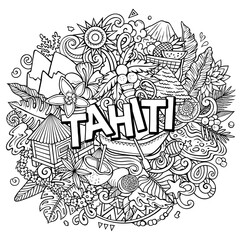 Tahiti funny cartoon doodle illustration