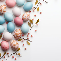 Painted Easter Eggs on a white background