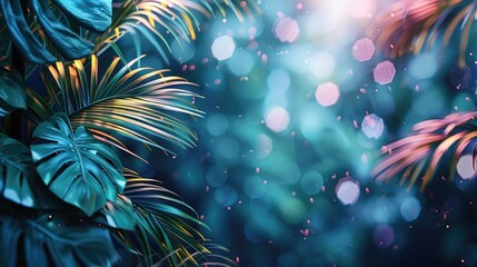Summer tropical background, particles, advertising banner  