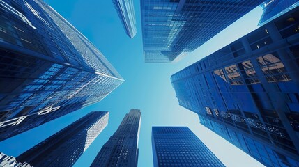 An hyper realistic buildings, skyscrapers from above to sky