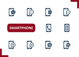 Smartphone Icons. Mobile Phone, Telephone, Phone Call, Text Message, Texting, Apps Icon