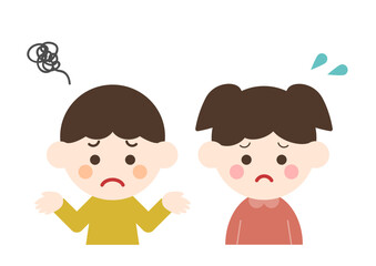 困っている男の子と女の子のイラスト