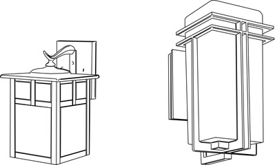 Vector sketch illustration of traditional classic vintage ethnic home front decoration lamp design