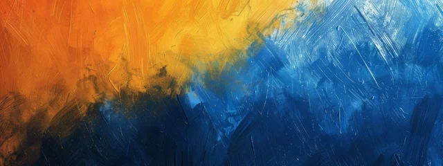 Foto op Aluminium bright orange-yellow background turns into a dark blue background, technical drawing, water color, pencil, illustration, depth feeling, high quality © paisorn