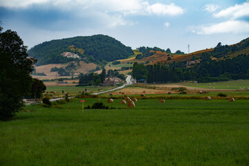 Fototapeta premium Rural landscape near Colfiorito, Umbria, Italy, at summer