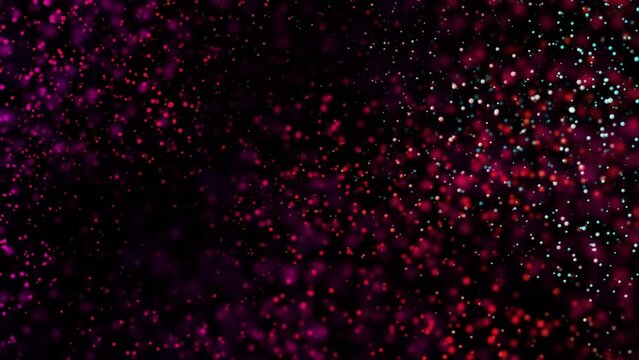 Microscopic examination of red (erythrocytes) and white (leukocytes) blood cells. Concept of medicine, healthcare and medical research. Chaotic movement of flickering particles, 4K looped animation