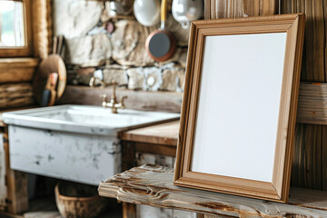 Fototapeta premium Horizontal Empty Frame Mockup View, Frame blank mock up