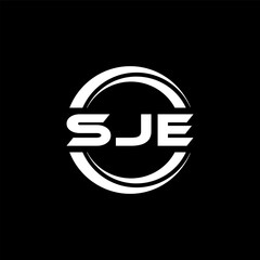 SJE letter logo design with black background in illustrator, vector logo modern alphabet font overlap style. calligraphy designs for logo, Poster, Invitation, etc.