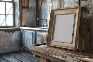 "Artistic Display with Empty Frame", Frame blank mock up