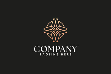 tulip with pen art ornament for fashion jewelery and ornate business brand identity