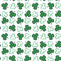 Vector illustration for St. Patrick's Day. pattern Simple fashion pattern with Dachshund wearing glasses, hat, clover. March 17