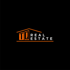 TQ letter roof shape logo for real estate with house icon design