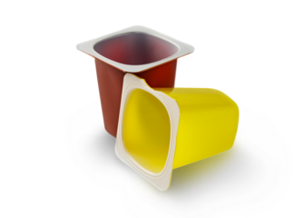 Yoghurt pots isolated on white
