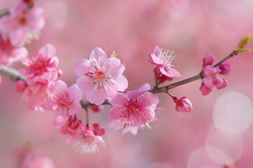 Delicate Pink Cherry Blossoms in Full Bloom
