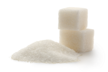 Sugar cubes on white background