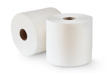 Rolls of paper towels isolated on white background