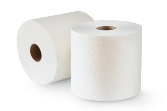 Rolls of paper towels isolated on white background