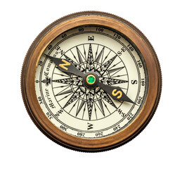 Vintage brass compass - 750697751