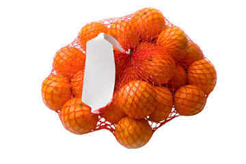 Tangerine in net isolated on white - 750697954