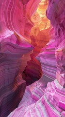 Cave with Pink and Yellow Rippled Forms