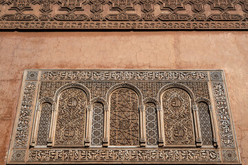Ornate details of the Saadian Tombs in Marrakesh, Morocco - 750699520