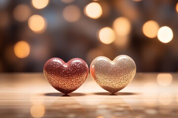 Fototapeta premium two heart shaped hearts on a table