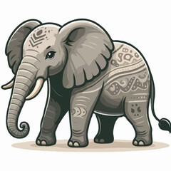 cute elephant vector on white background.